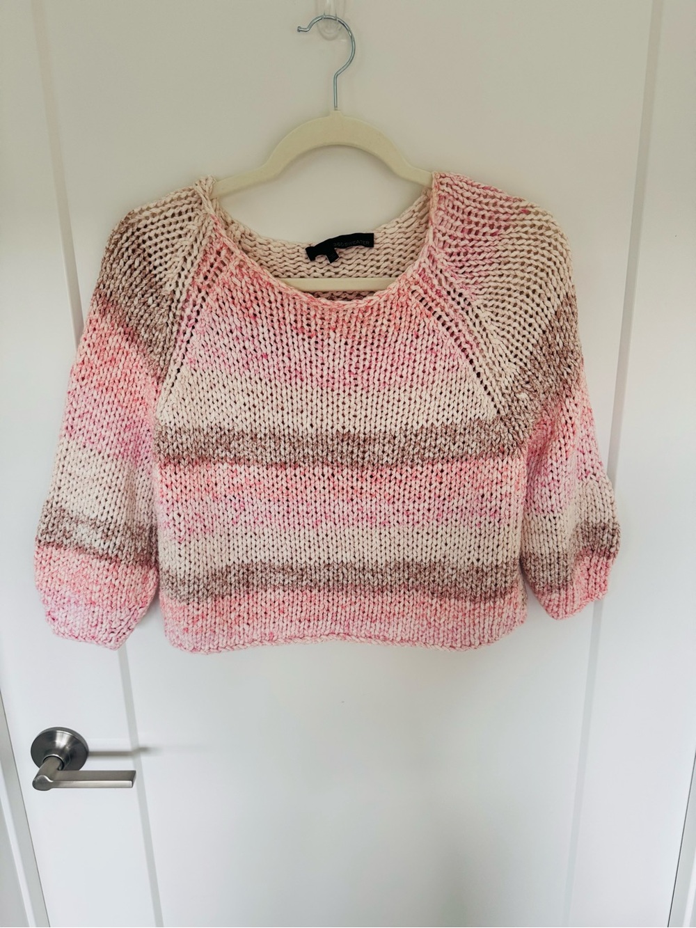 360 Sweater Striped Scoop Knit in Pink, Cream & Brown Tones